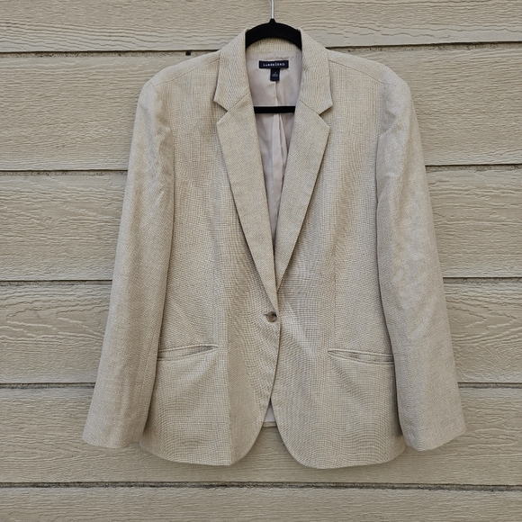 Lands' End beige wool silk linen blend blazer size 18 - Picture 1 of 5
